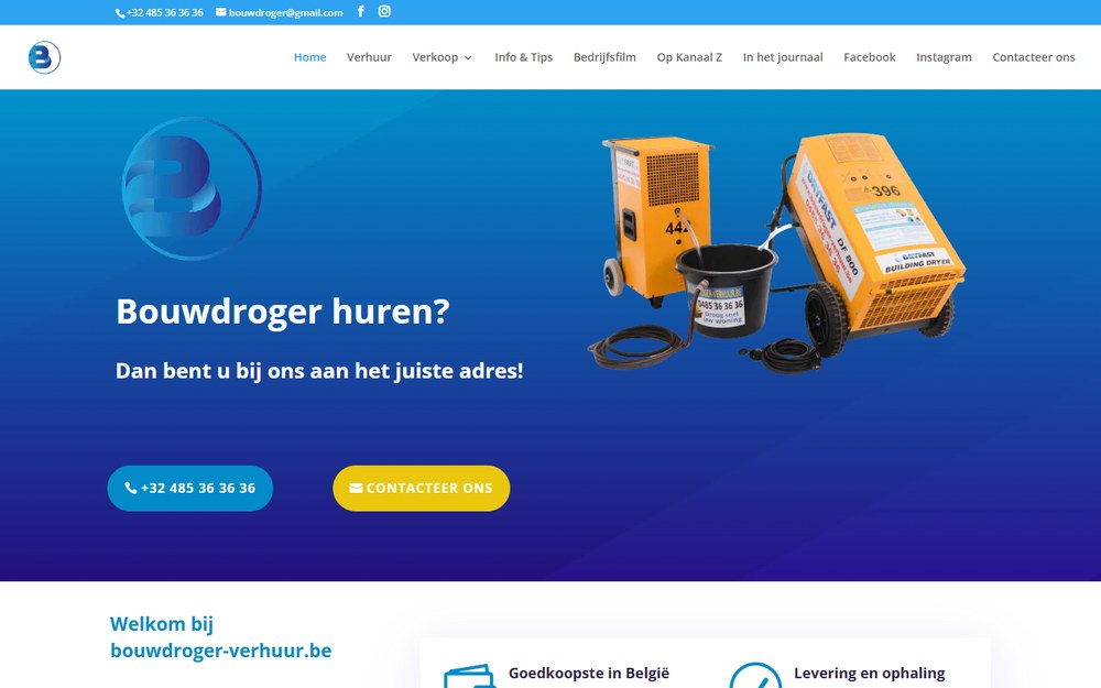 De oude website van Bouwdroger-verhuur.be