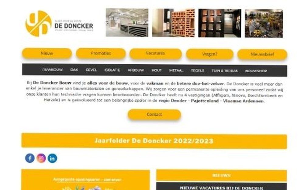 De oude website van De Doncker